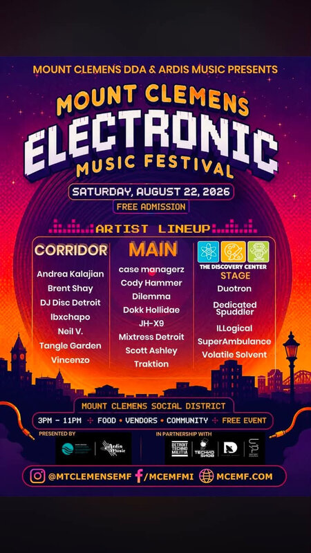 Flier for Mount Clemens Electronic Music Festival